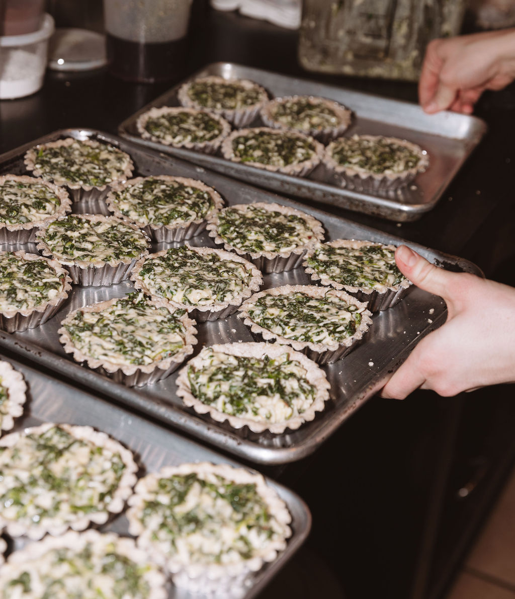 Spinach quiches before baking