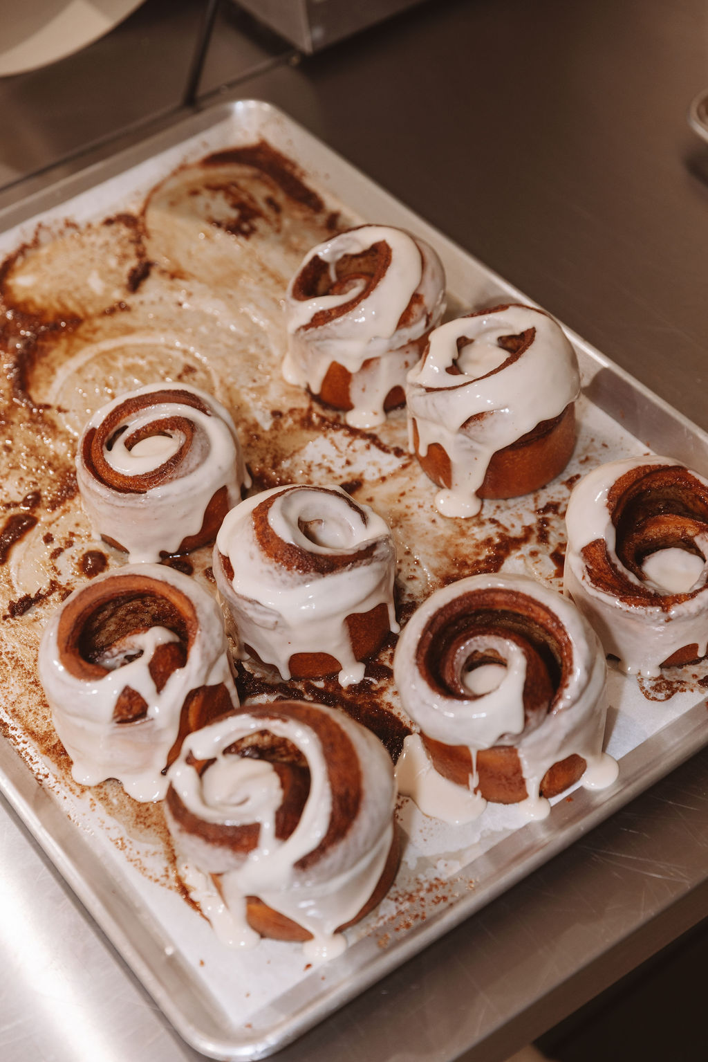 Glazed cinnamon rolls fresh from the oven